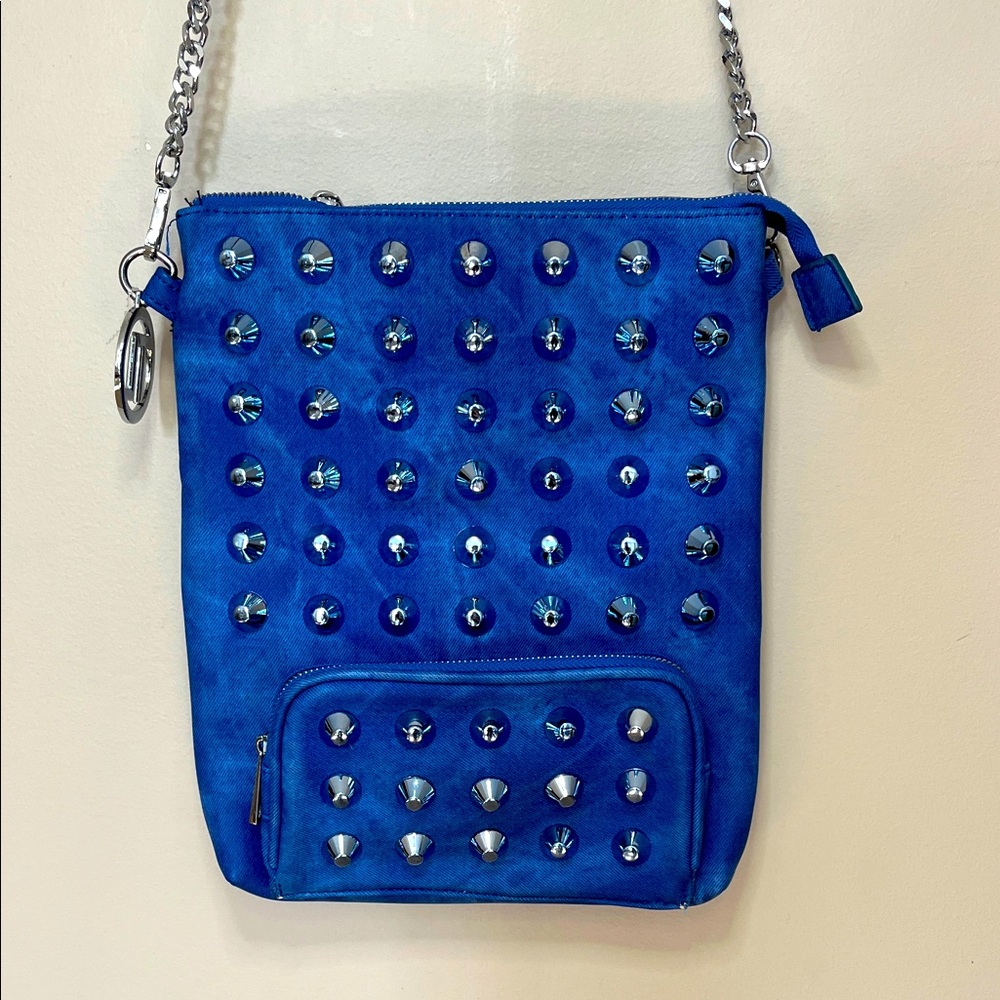 Traci Lynn Denim Blue Stud N’ Chic‎ Crossbody Handbag Purse